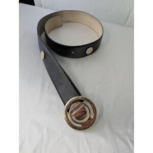 Christian Dior Black Belt with Round Buckle Women Sz 100 cm Made In Italy‎